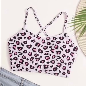 Romwe Bathing Suit Top Pink Animal Print Size S